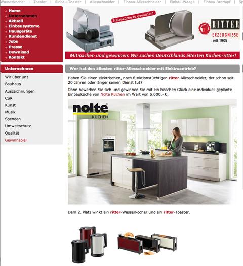 Bildschirmfoto der Aktionsseite auf www.ritterwerk.de