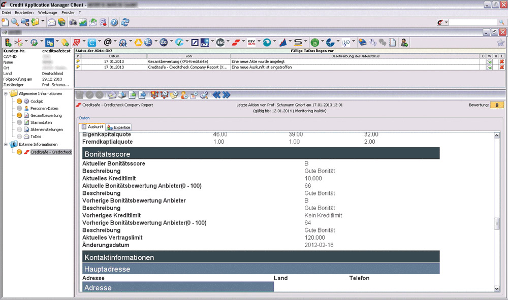 Firmenauskunft in Kreditrisikomanagement-Software CAM Firmenauskunft in Kreditrisikomanagement-Software CAM
