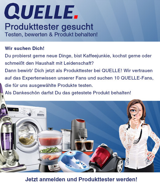 QUELLE sucht Produkttester | Aktuelles Gewinnspiel QUELLE sucht Produkttester | Aktuelles Gewinnspiel