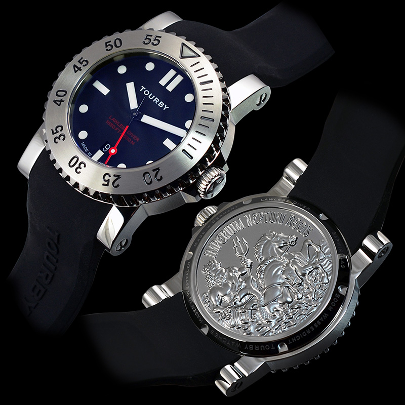 Tourby Watches Taucheruhr mit Schweizer Automatikwerk und Bodenprägung Tourby Watches Taucheruhr mit Schweizer Automatikwerk und Bodenprägung