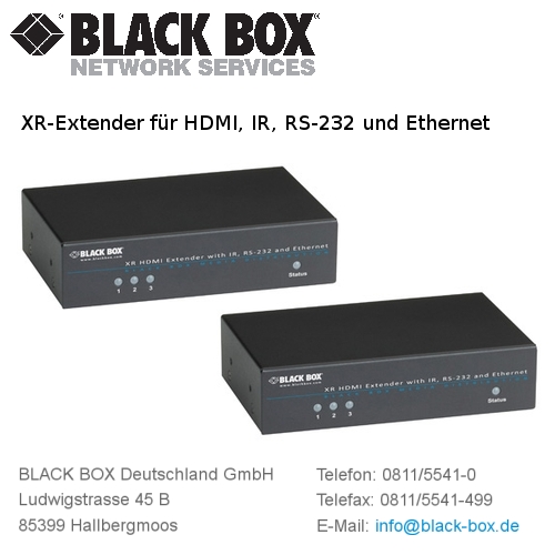 Black-Box.de: Neuer Extender für HDMI, IR, RS232 und Ethernet zur Signalübertragung bis 100 Meter