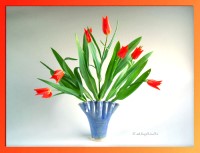 Fächervase für die Glückszahl 7 - pro Fach eine Tulpe Fächervase für die Glückszahl 7 - pro Fach eine Tulpe