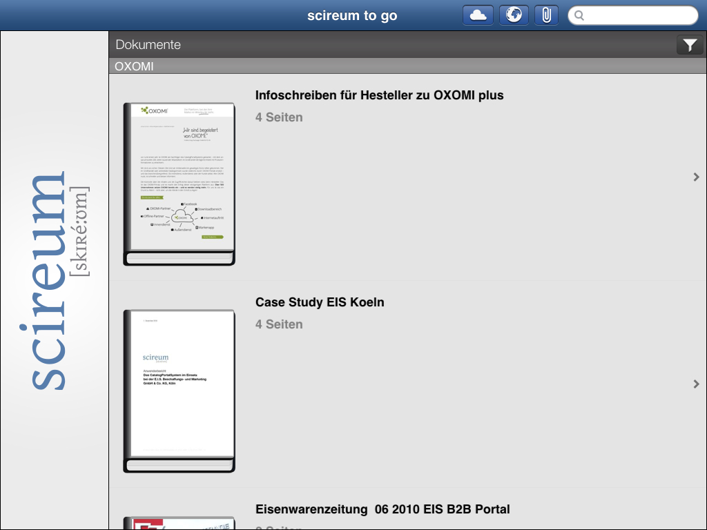 Startbildschirm der App Startbildschirm der App