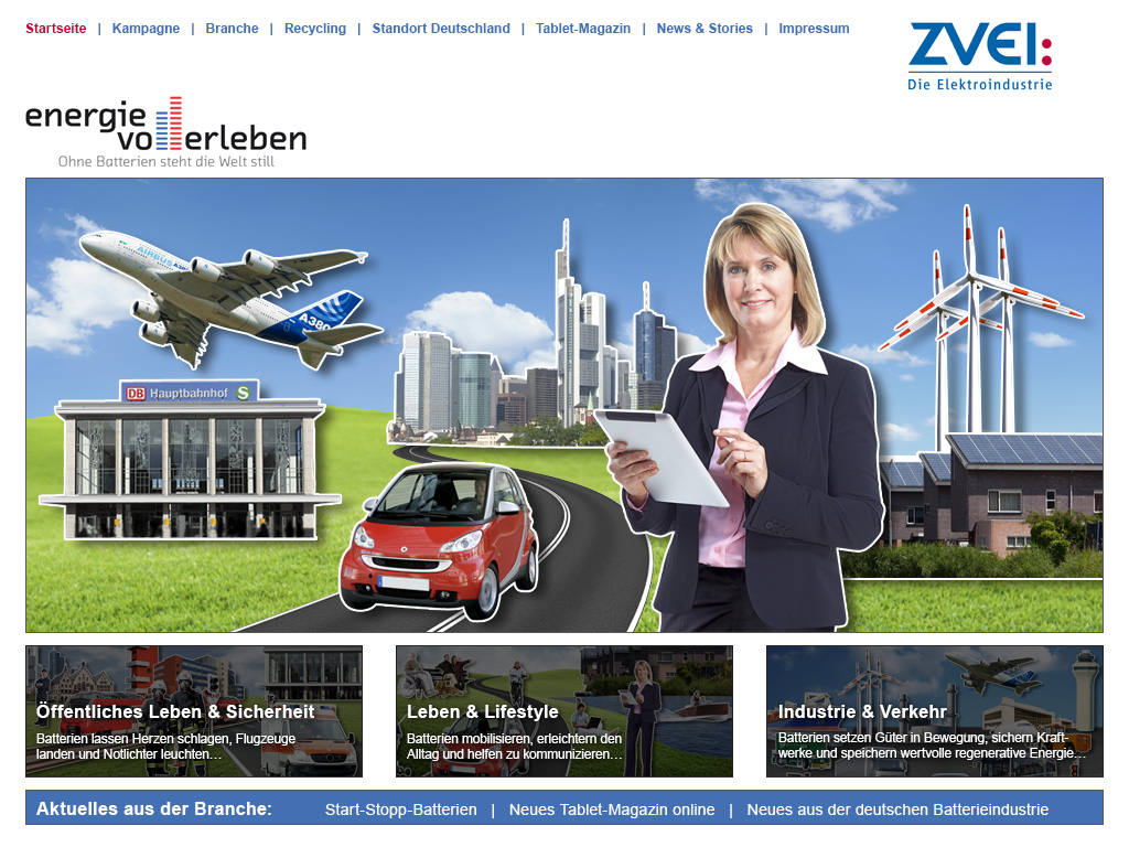 Webseite der ZVEI-Kampagne energievollerleben Webseite der ZVEI-Kampagne energievollerleben