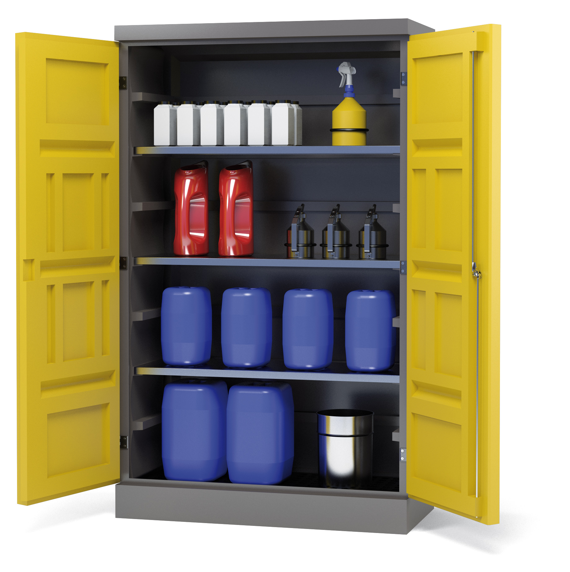 Der Umweltschrank PolyStore kann mit Fachböden aus Edelstahl oder verzinkt ausgestattet werden. Der Umweltschrank PolyStore kann mit Fachböden aus Edelstahl oder verzinkt ausgestattet werden.