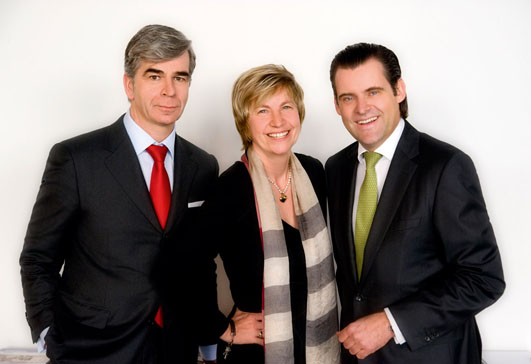 Die drei Partner des münchner immobilien fokus - Lutz Paproth, Agnes Fischl, Thomas Aigner