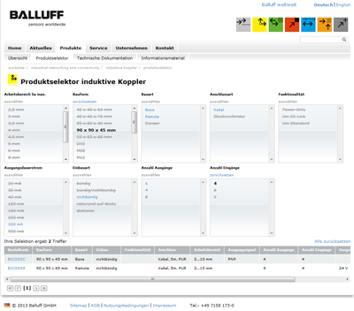 Screenshot Webkatalog Product Selector Screenshot Webkatalog Product Selector