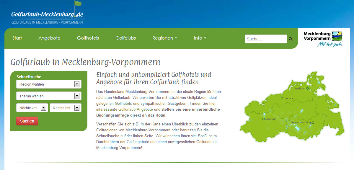 Golfurlaub-Mecklenburg.de - die Golfurlaubsplattform für Mecklenburg-Vorpommern
