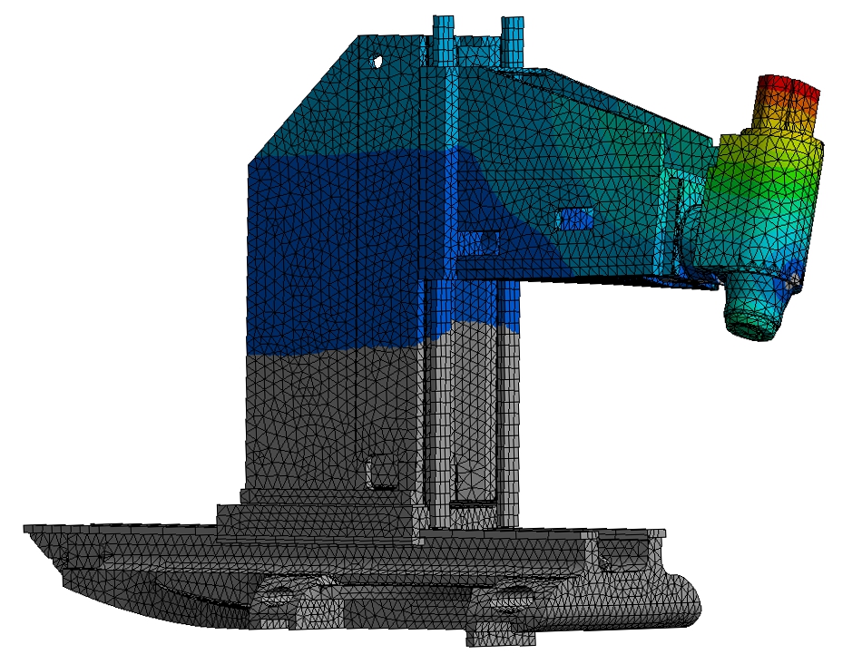 Das ANSYS Simulationsmodell eines Fahrständers von AXA.