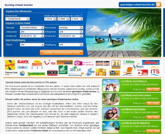Screenshot der Webseite www.guenstig-urlaub-buchen.com Screenshot der Webseite www.guenstig-urlaub-buchen.com