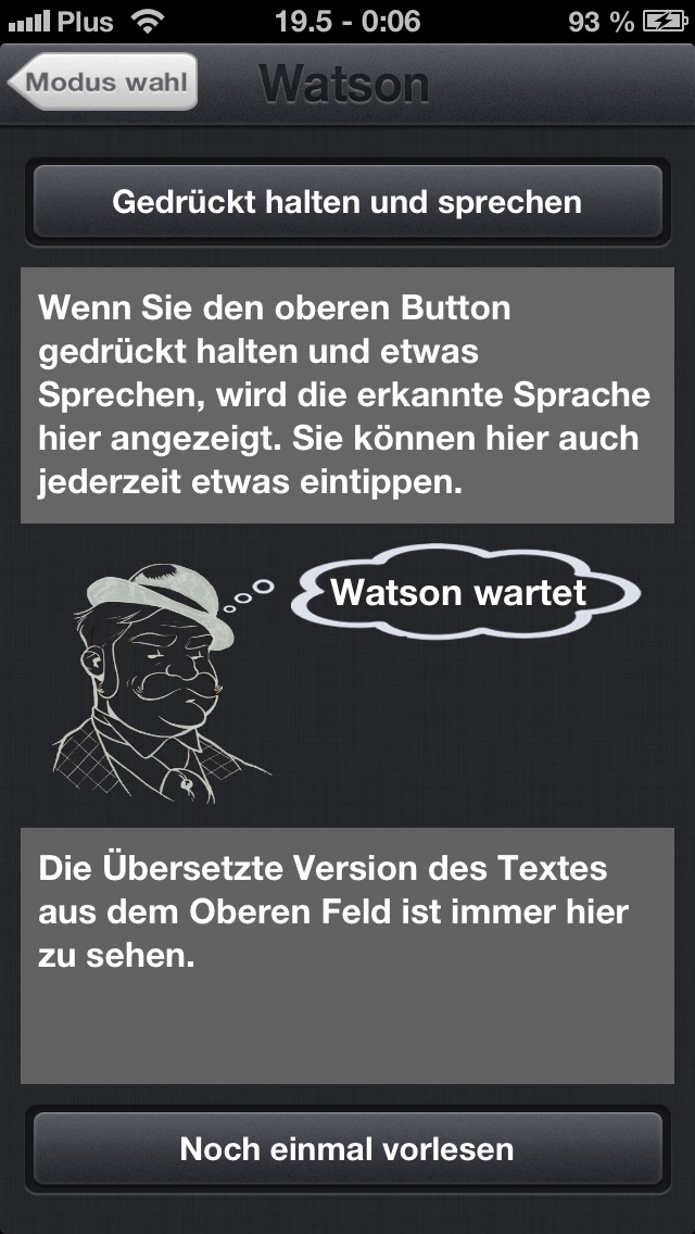 Watson im Ein Personen Modus