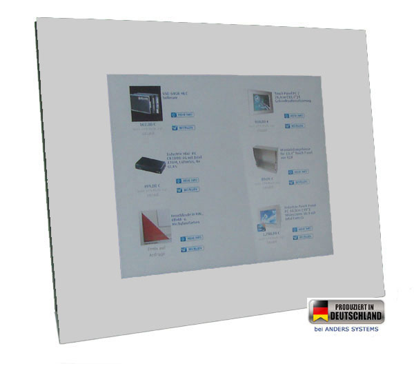 Touch Panel PC mit Vollglasfront und Farbe Brilliantweiss