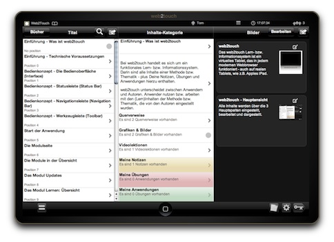 Die Tablet und Touch taugliche Web2Touch Oberfläche Die Tablet und Touch taugliche Web2Touch Oberfläche