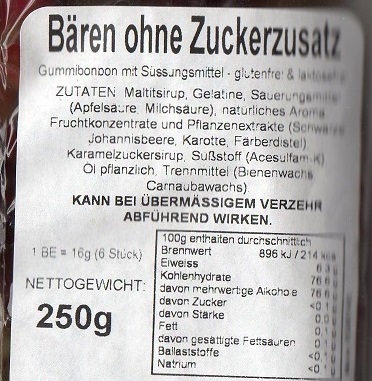 Etikettenschwindel (Bären ohne Zucker?)