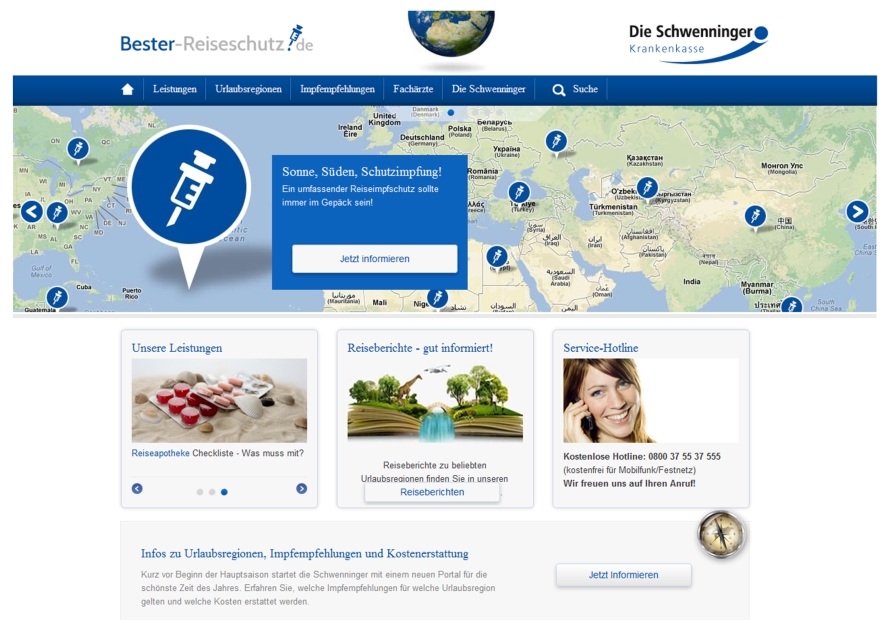 Die Schwenninger Krankenkasse startet mit Bester-Reiseschutz.de ein neues Themenportal.