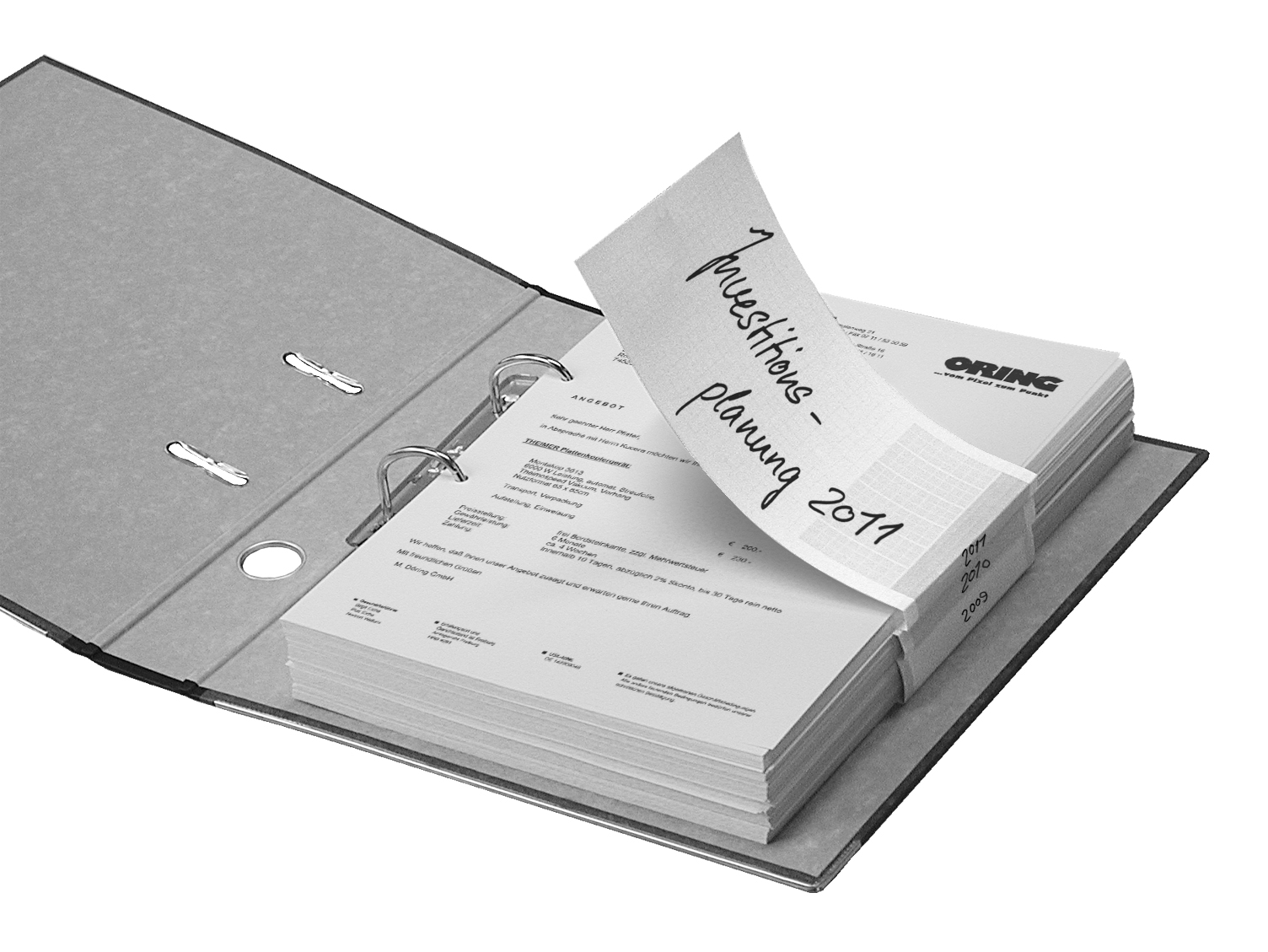Ordner-Einlagen in Verwendung Ordner-Einlagen in Verwendung