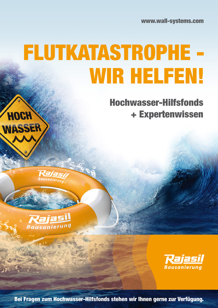 Mit einem Aktionspaket unterstützt Rajasil Bausanierung Hochwassergeschädigte.