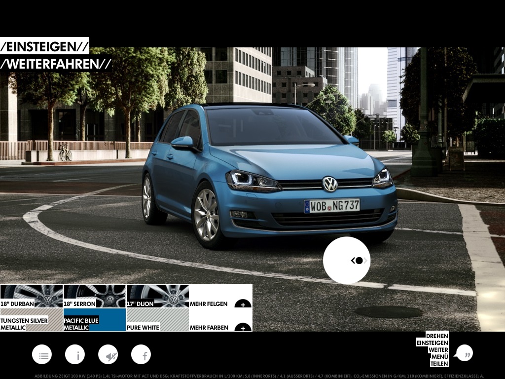 Vectorform - VW Golf iPad-App Vectorform - VW Golf iPad-App