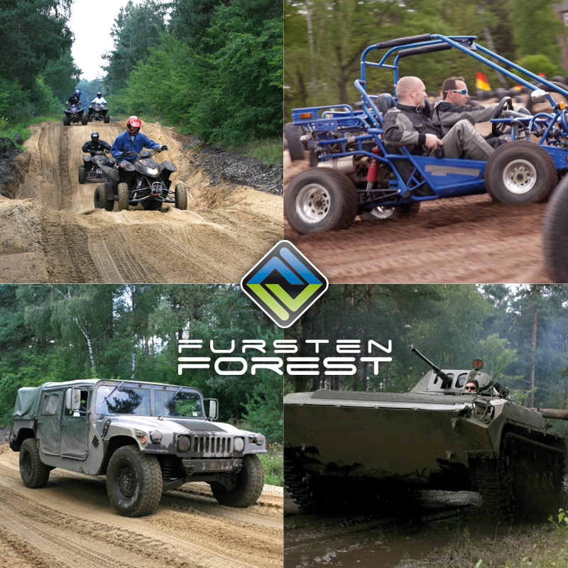 Mit Quads, Buggys, Hummer oder Panzern durch wildestes Gelände fahren: Fursten Forest.