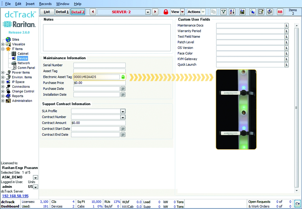 Ansicht Asset Management in dcTrack 2.6 Ansicht Asset Management in dcTrack 2.6