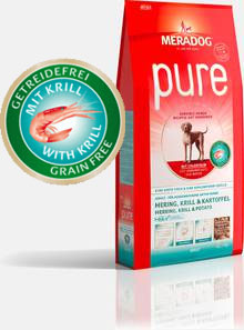 Meradog Pure Hering, Krill, Kartoffel - Hundefutter ohne Getreide und Gluten Meradog Pure Hering, Krill, Kartoffel - Hundefutter ohne Getreide und Gluten