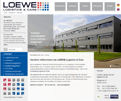 Die Website der LOEWE Logistics & Care GmbH & Co. KG Die Website der LOEWE Logistics & Care GmbH & Co. KG