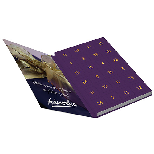 Die Adventskalender Libro von Presenta werden auch als Weihnachtskarte verwendet, sind kostengünstig