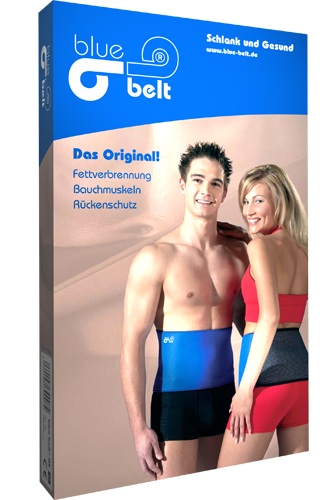 Der Blue Belt Thermogürtel regt die Durchblutung im Rumpf an. Der Blue Belt Thermogürtel regt die Durchblutung im Rumpf an.