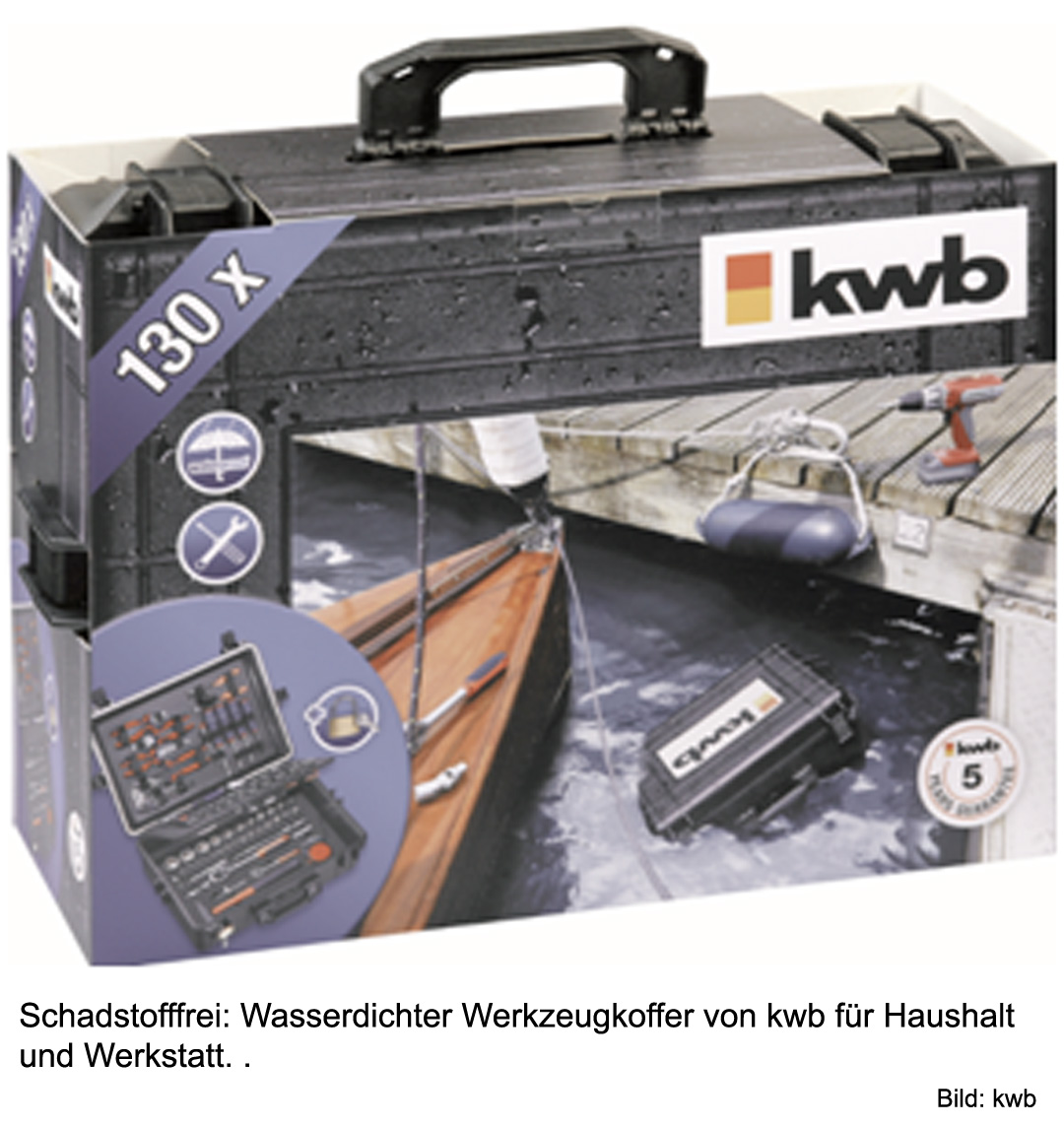 Schadstofffrei: Wasserdichter Werkzeugkoffer von kwb. Bild: kwb Schadstofffrei: Wasserdichter Werkzeugkoffer von kwb. Bild: kwb