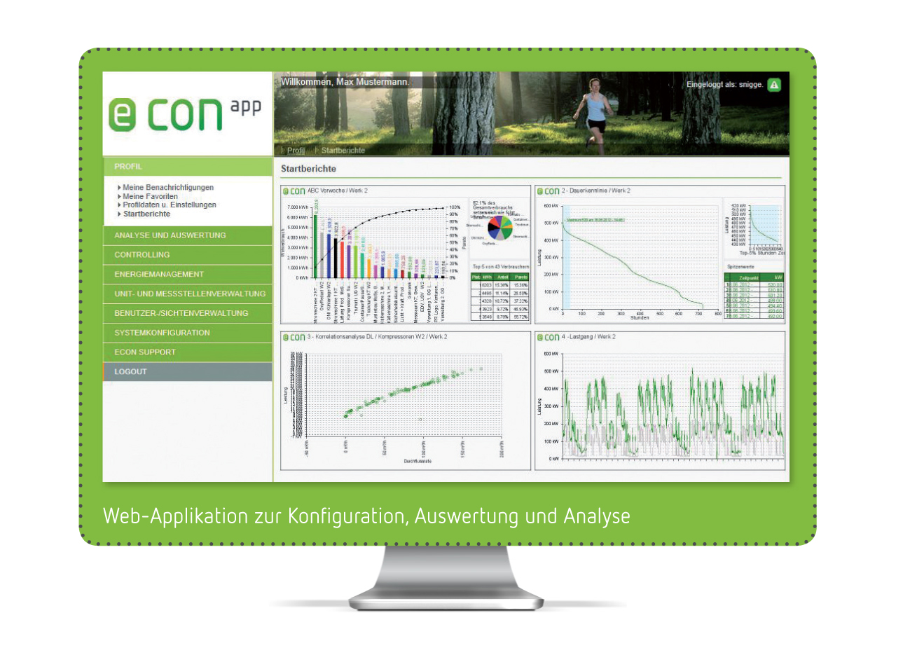 Die econ app liefert umfangreiche Analysen und Berichte zum Energieverbrauch. Die econ app liefert umfangreiche Analysen und Berichte zum Energieverbrauch.