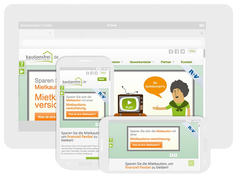 Mobile Darstellung kautionsfrei.de