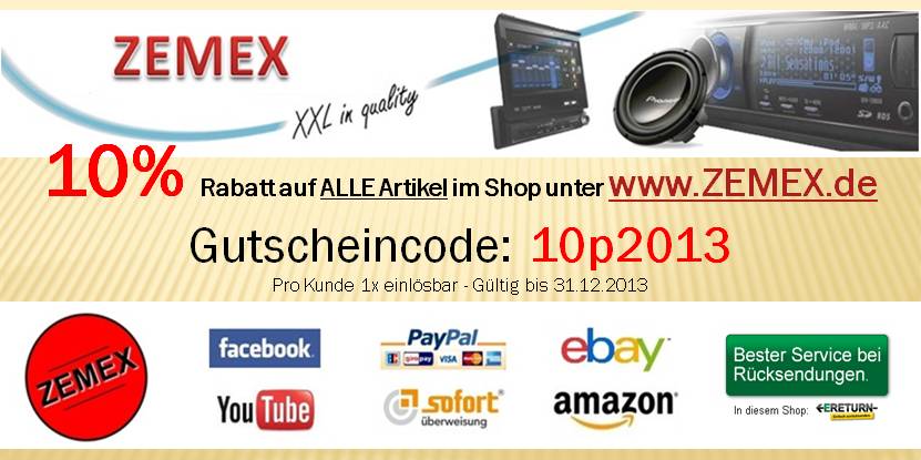 10% auf ALLE ZEMEX Artikel im Onlineshop