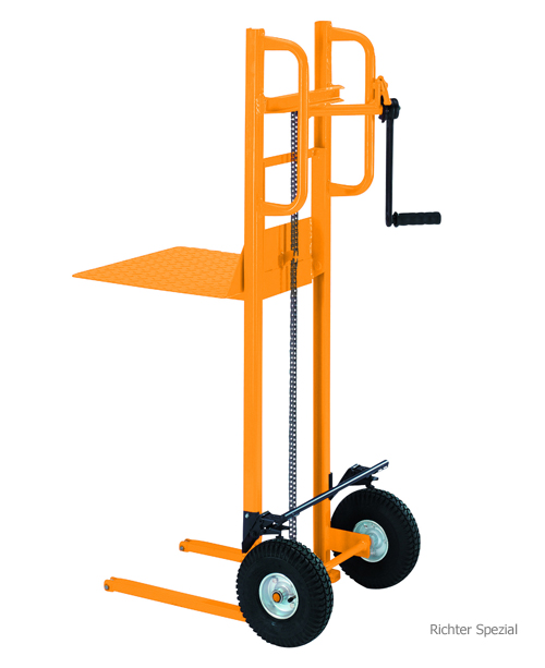 Hubkarren mit Rollenkette, Gabel oder Plattform mit bis 250 kg Tragkraft Hubkarren mit Rollenkette, Gabel oder Plattform mit bis 250 kg Tragkraft