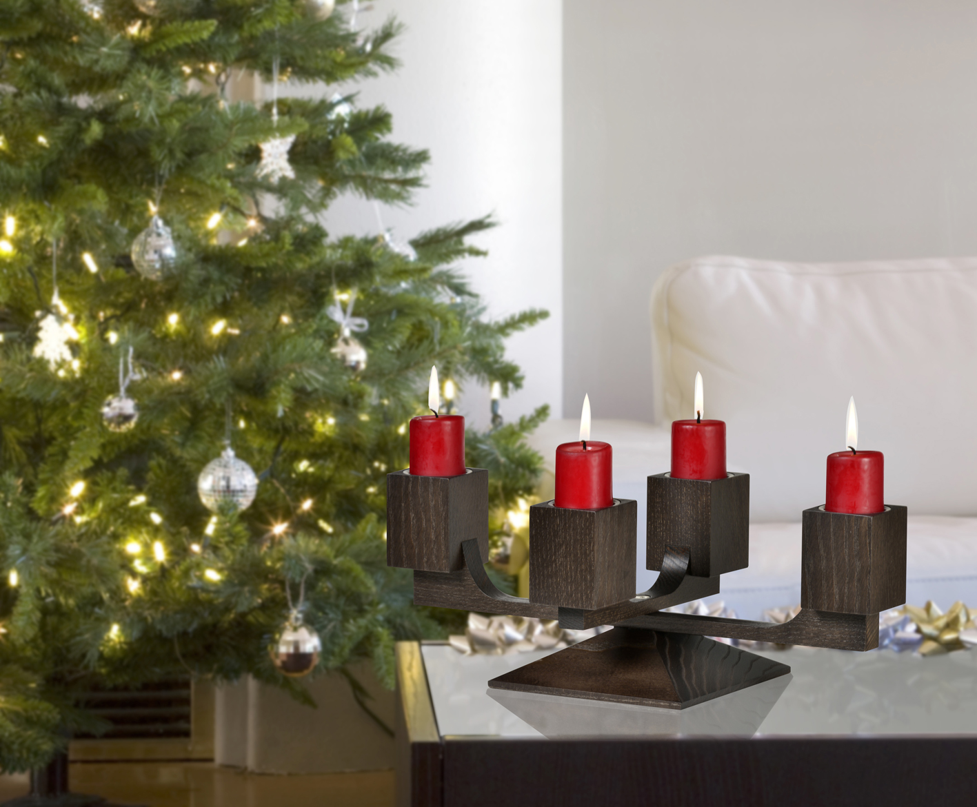 KWO Adventsleuchter Varius - Farbe Mooreiche gebeizt - Viereck KWO Adventsleuchter Varius - Farbe Mooreiche gebeizt - Viereck