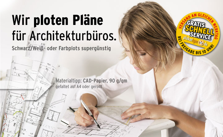 Neben Werbeplakaten und Wahlplakaten werden jetzt auch CAD-Pläne extrem günstig geplotet und gedruck Neben Werbeplakaten und Wahlplakaten werden jetzt auch CAD-Pläne extrem günstig geplotet und gedruck