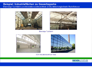 Reaktivierung einer stillgelegten Industriefläche durch eine Umnutzung zum Gewerbepark. Reaktivierung einer stillgelegten Industriefläche durch eine Umnutzung zum Gewerbepark.