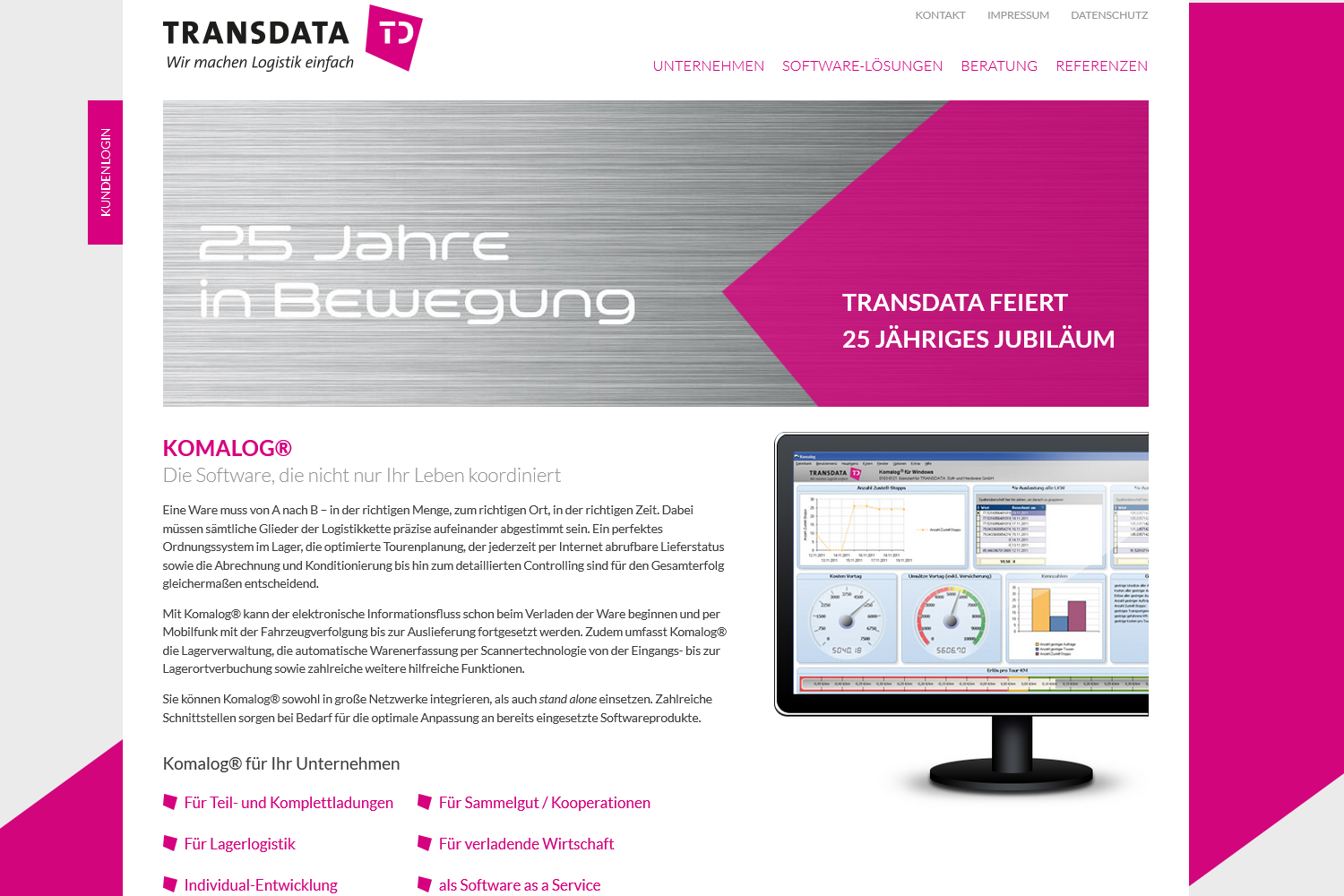 Erhöhte Anwenderfreundlichkeit: Der neue Internetauftritt www.transdata.net
