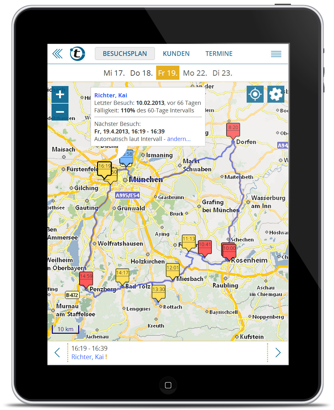 portatour® Tourenplanung auf iPad