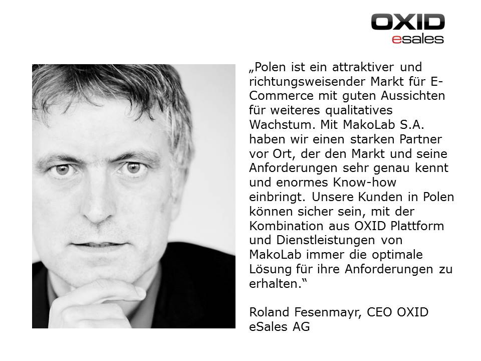 Roland Fesenmayr, CEO OXID eSales AG Roland Fesenmayr, CEO OXID eSales AG