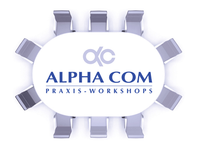 Logo der ALPHA COM Praxis-Workshops. Foto: ALPHA COM Logo der ALPHA COM Praxis-Workshops. Foto: ALPHA COM
