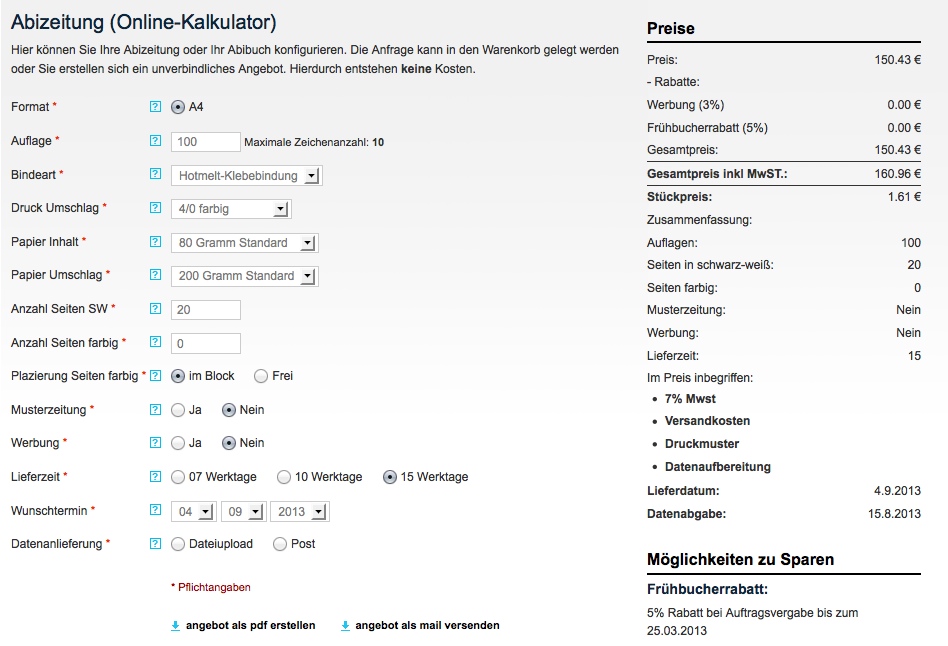 Abibuchkalkulator bei abiprint24.net Abibuchkalkulator bei abiprint24.net