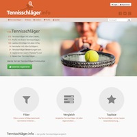 Screenshot von Tennisschläger.info mit den wichtigsten Funktionen Screenshot von Tennisschläger.info mit den wichtigsten Funktionen