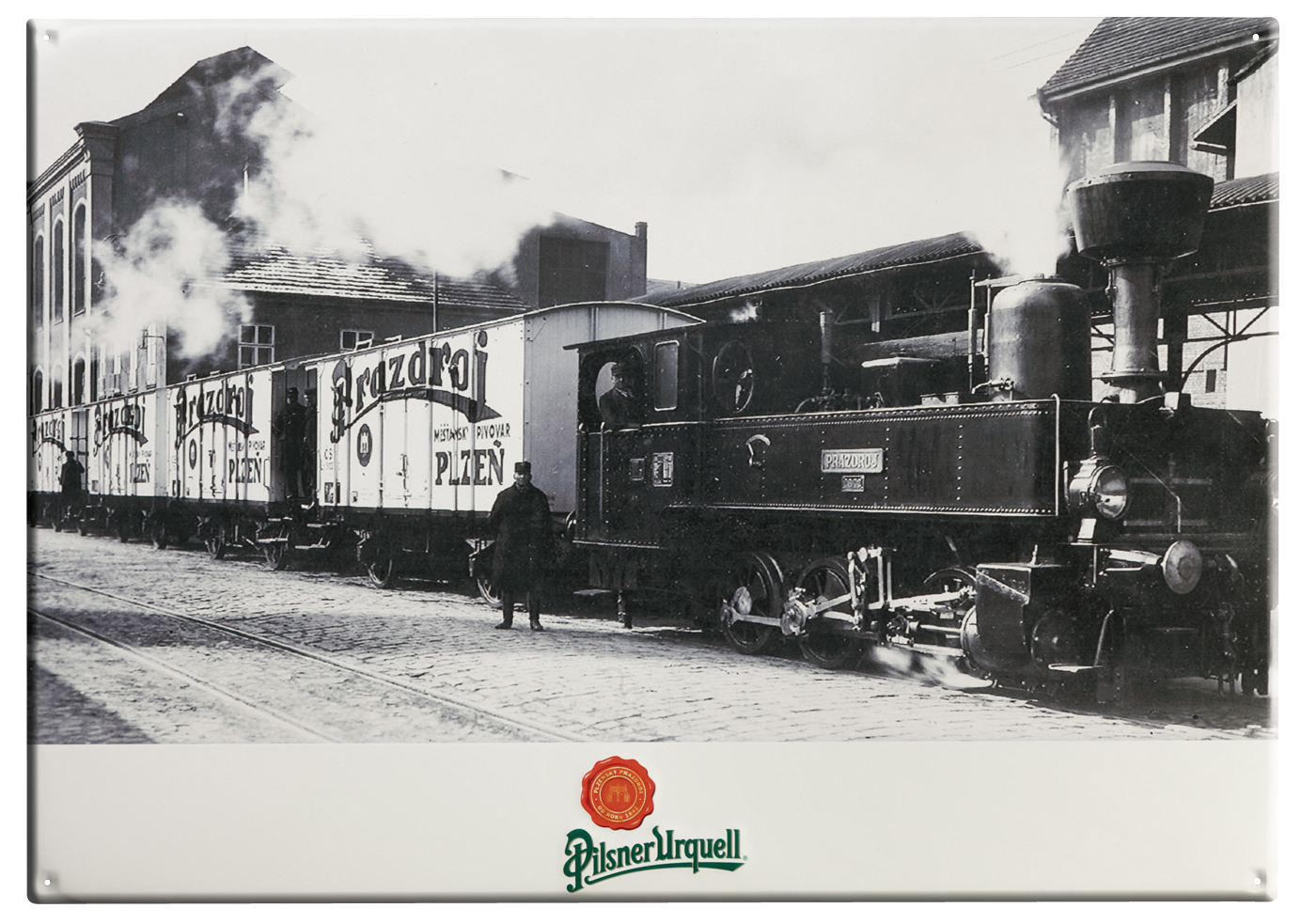 Bis Ende November erhalten Konsumenten beim Kauf eines Kastens Pilsner Urquell ein Nostalgieschild. Bis Ende November erhalten Konsumenten beim Kauf eines Kastens Pilsner Urquell ein Nostalgieschild.
