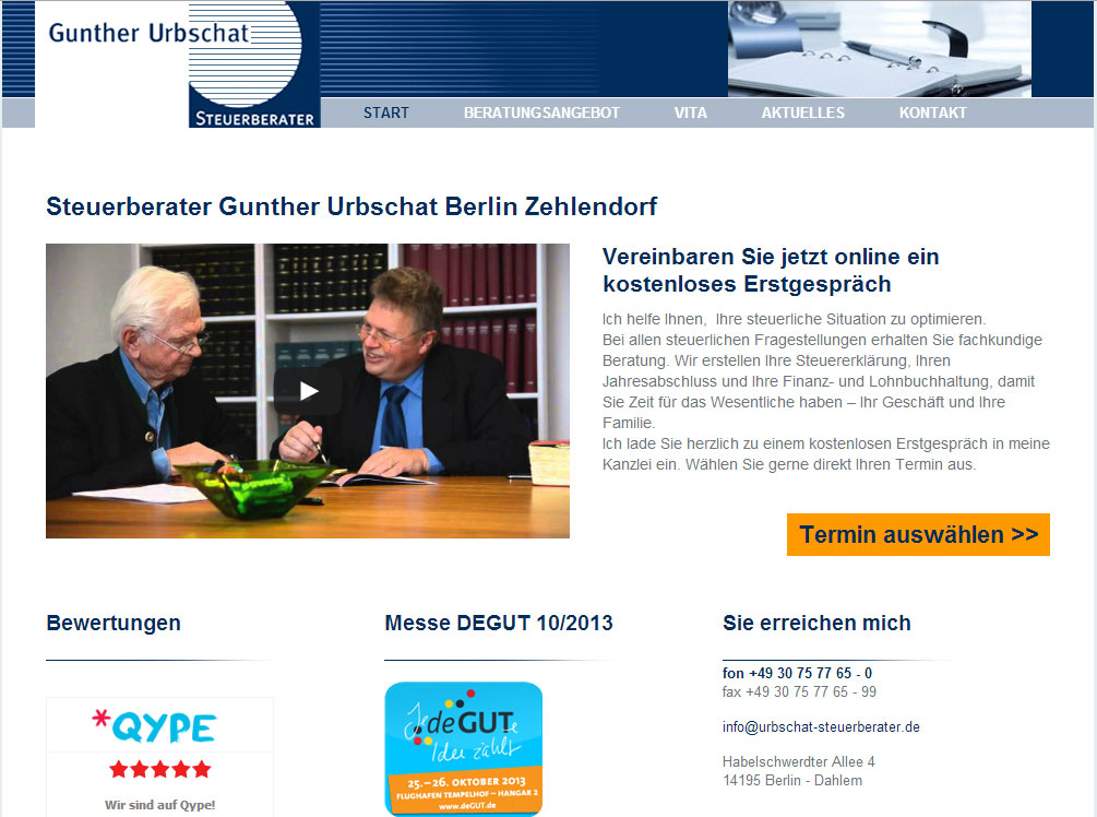 Webseite von Gunther Urbschat aus Berlin Webseite von Gunther Urbschat aus Berlin