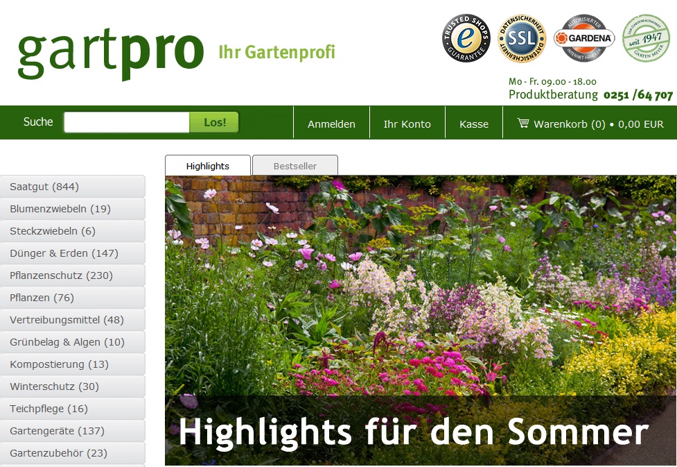 Der Onlineshop von gartpro