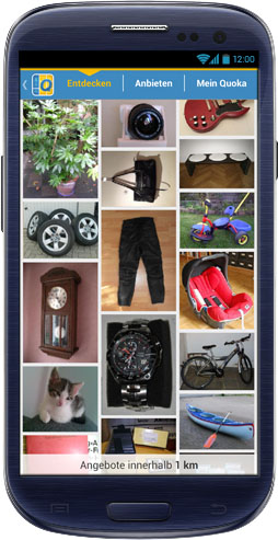 Screenshot der neuen Android-App von Quoka.de
