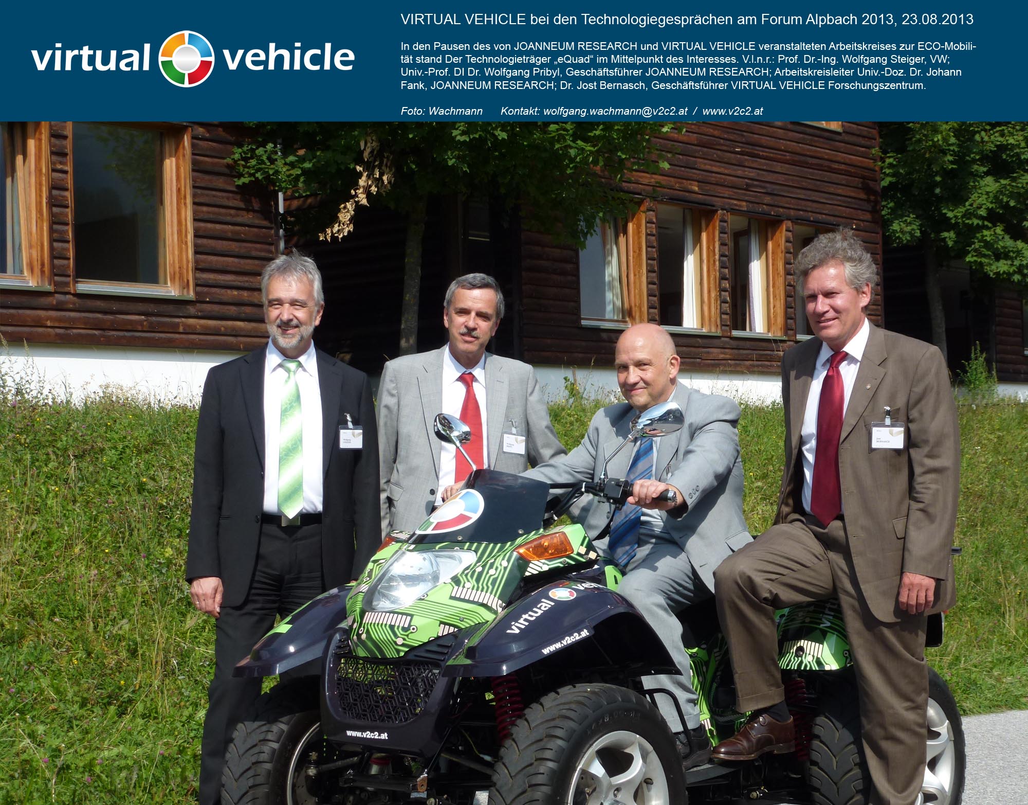 Vortragende des Green Tech Arbeitkreises der Technologiegespräche in Alpbach mit dem E-Quad