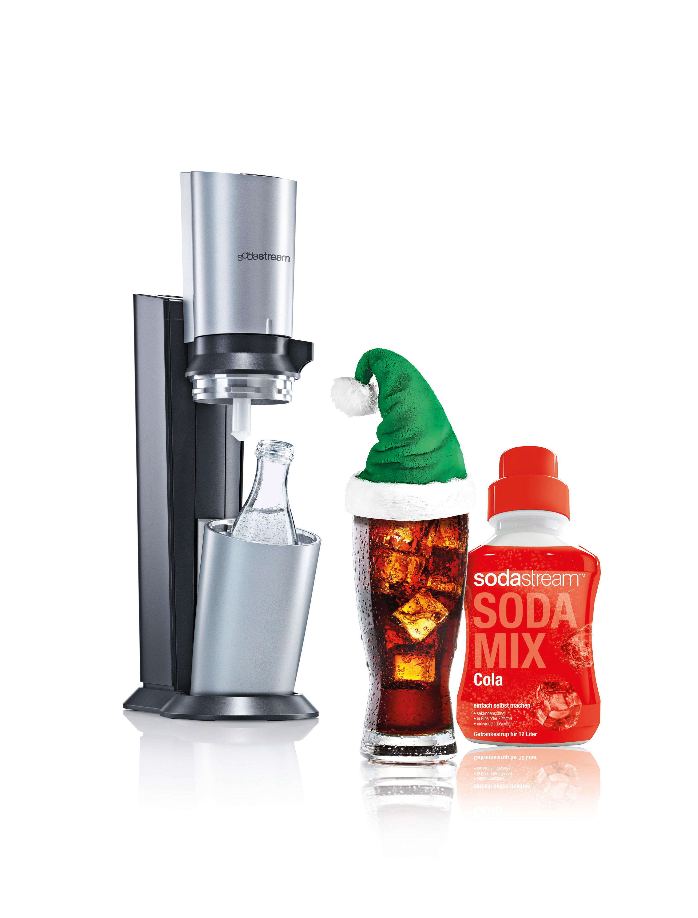 Der Wassersprudler Crystal von SodaStream mit der edlen Glaskaraffe.
