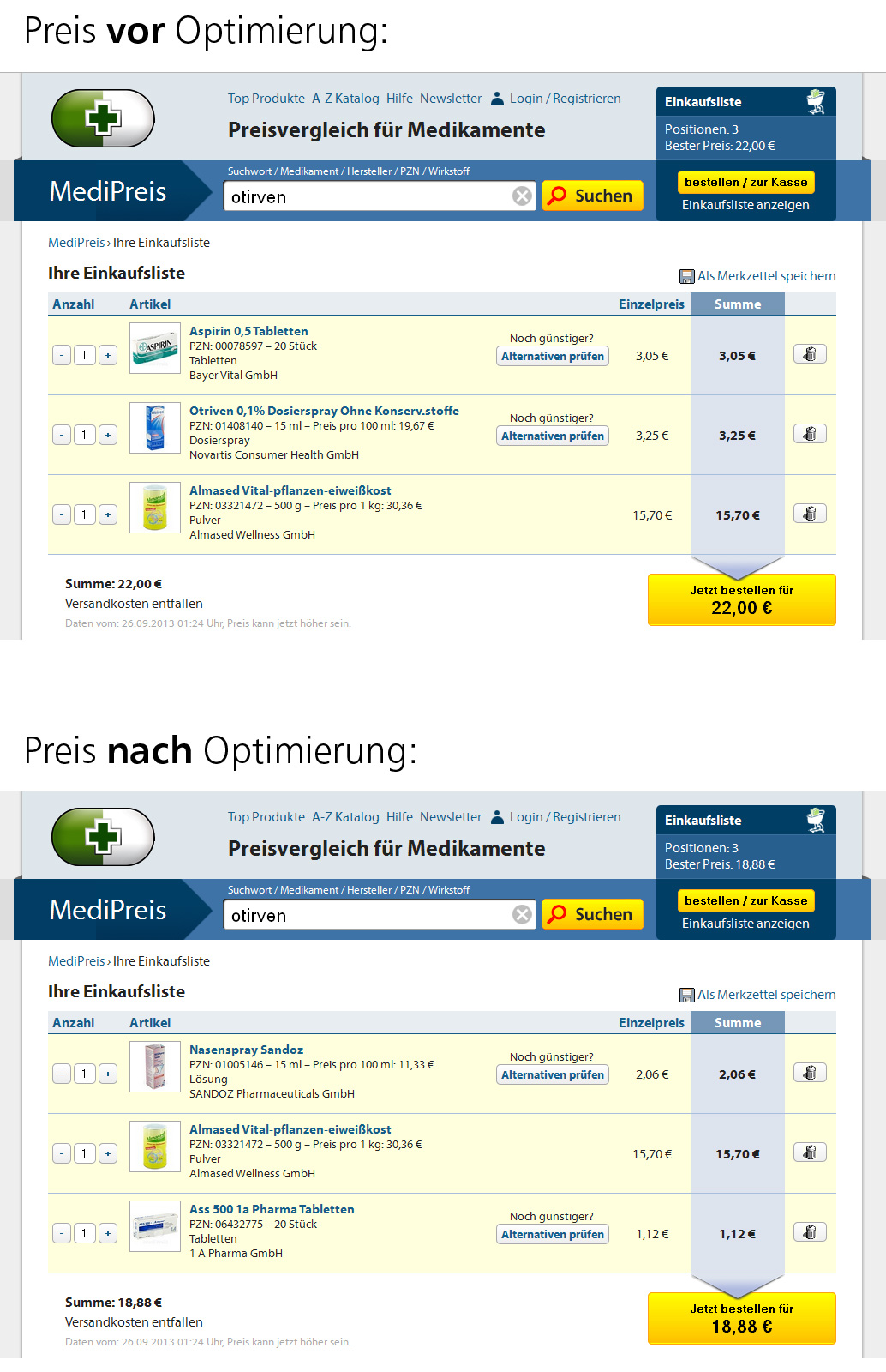 Die neue Preisoptimierung bei MediPreis.de