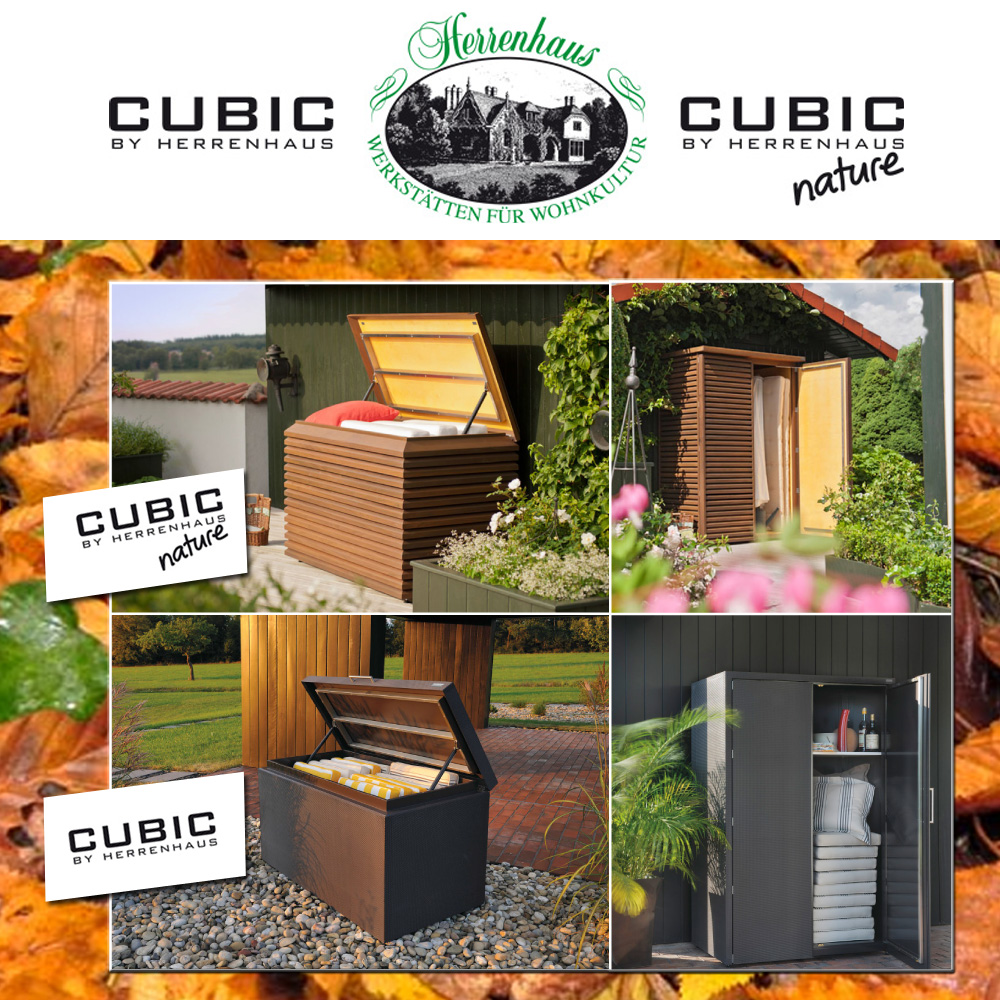 Sicherer Staurraum für Garten und Terrassen Utensilien durch CUBIC und CUBIC nature Truhen und Schrä Sicherer Staurraum für Garten und Terrassen Utensilien durch CUBIC und CUBIC nature Truhen und Schrä